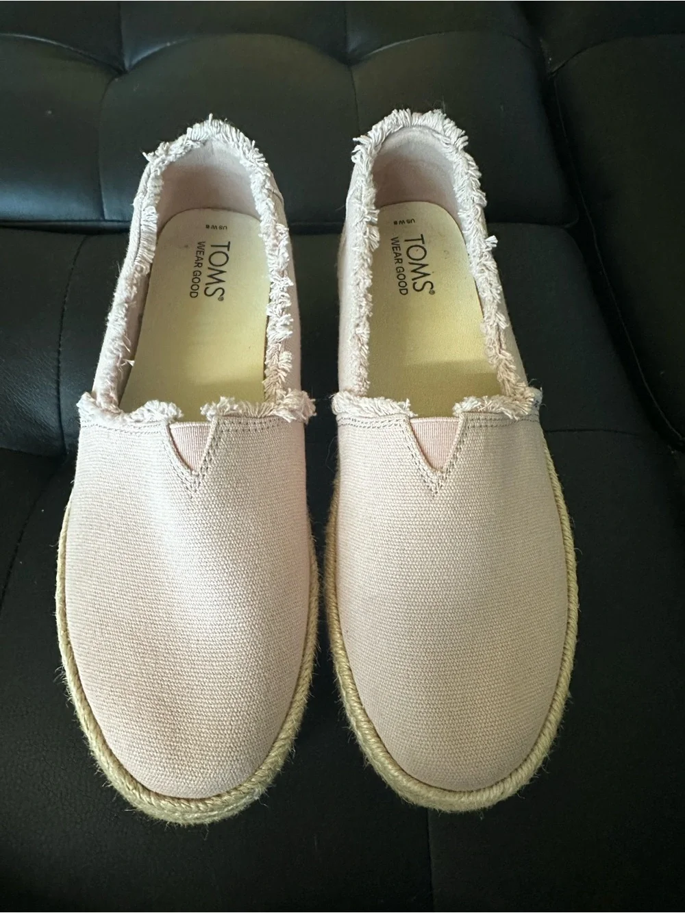 TOMS Pink Canvas Platform Espadrille Slip-On Shoes – Women’s 8